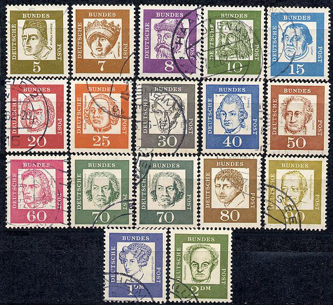 Germany Bund Scott # 824 - 839 + 835a, used, cpl. set