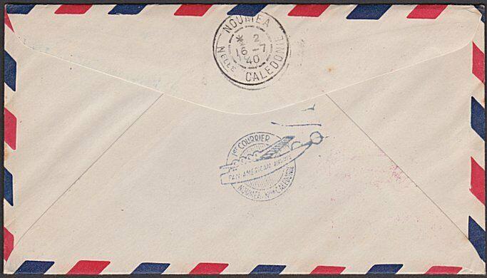 GILBERT & ELLICE IS US PO 1940 first flight cover Canton Is to Noumea......55592