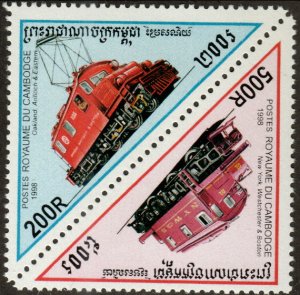 Cambodia 1730 - Mint-NH - 200r / 500r Locomotives (Pair) (1998) (cv $0.75)