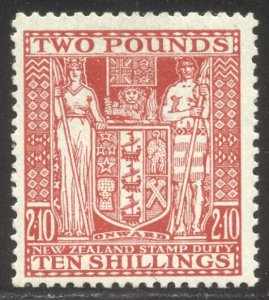 NEW ZEALAND #AR64 Mint NH - 1936 £2 10sh Dark Red