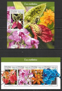 Guinea 2018 Orchids m/s, s.s. MNH (lib)