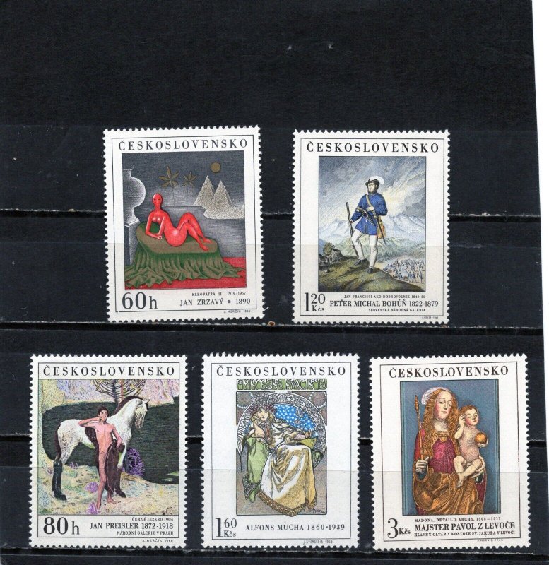 CZECHOSLOVAKIA 1968 PAINTINGS SET OF 5 STAMPS MNH