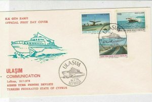 Turkish Federated Cyprus 1978 Communication Ships Slogans FDC Stamps Cover 23580