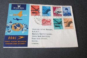 BOAC 1959 FFD cover Indonesia to Lebanon