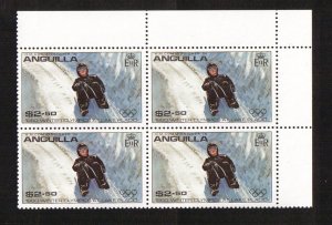 Anguilla  #380  MNH  1980  Olympic games Lake Placid  $2.50  block of 4.  Luge