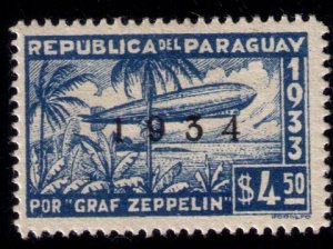 Paraguay Sc #C88 MNH ZEPPELIN STAMP 1934 OVERPRINT IN BLACK VERY FINE