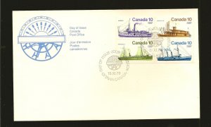 Canada SC#703a Inland Vessels Se-tenant Block of 4 Cachet First Day Cover