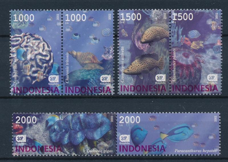 [39160] Indonesia 2002 Marine Life Fish Corals MNH