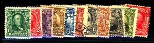 U.S. #300-309, 319 USED SET MIXED CONDITION