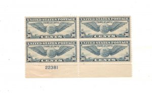 US SCOTT# C24 PLATE# BLOCK OF 4 MNH