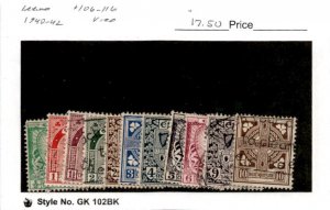 Ireland, Postage Stamp, #106-116 Used, 1940-42 Map, Sword (AH)