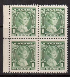 Canada #211i XF/NH Weeping Princess Block Of Four  **With Certificate**