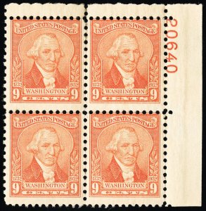 US Stamps # 714 MNH AV Plate Block