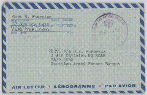 Canada 1962 United Nations UNEF Congo Military Cover CAPO 5046 to RCAF 5052