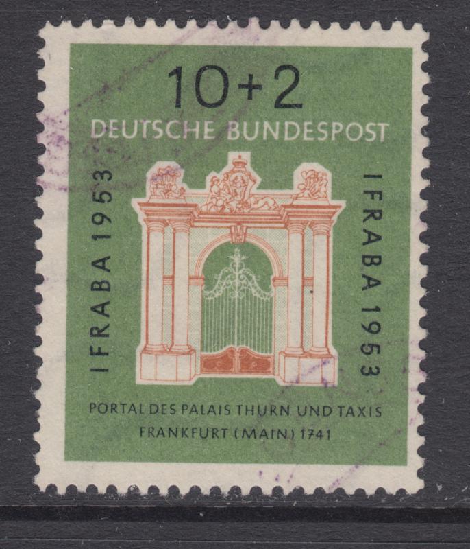 Germany Sc B332 used 1953 10 + 2pf Thurn & Taxis Palace Gate, F-VF