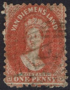 TASMANIA 1863 QV CHALON 1D PERF 10 USED