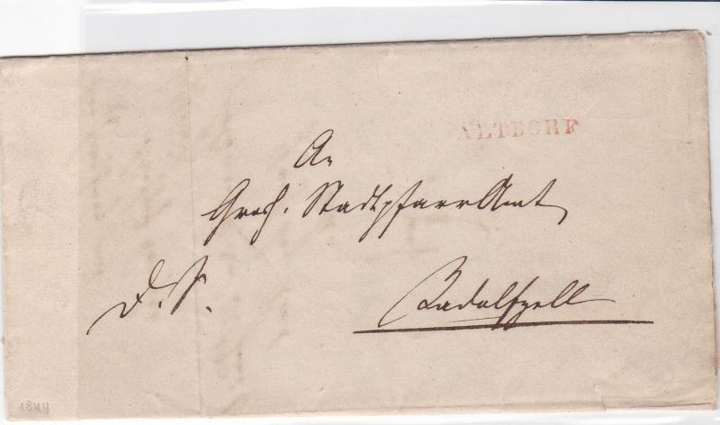 germany altdorf 1844  no stamps cover ref r13258