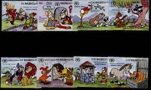 Maldives 1466-73 MNH Disney, Aesop's Fables, Horse, Music, Bear, Crow, Lion