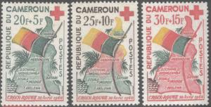 Cameroun Scott B30-B32- MH* Red Cross flag map set