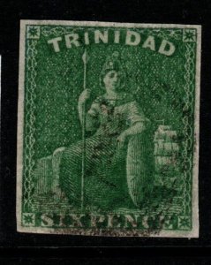 TRINIDAD SG28 1859 6d DEEP GREEN USED