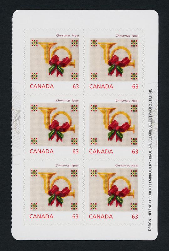 Canada 2689a Right Booklet Pane MNH Christmas Crafts, Horn