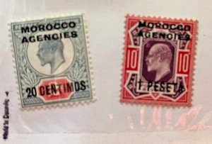 Morocco Agencies stamps: 1907-10, Scott 37a and 42a, mint hinged