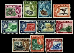 1957-63 Pitcairn Islands #21-30 & 38 QEII - OGNH - F/VF+ - CV $57.80 (ESP#3098)