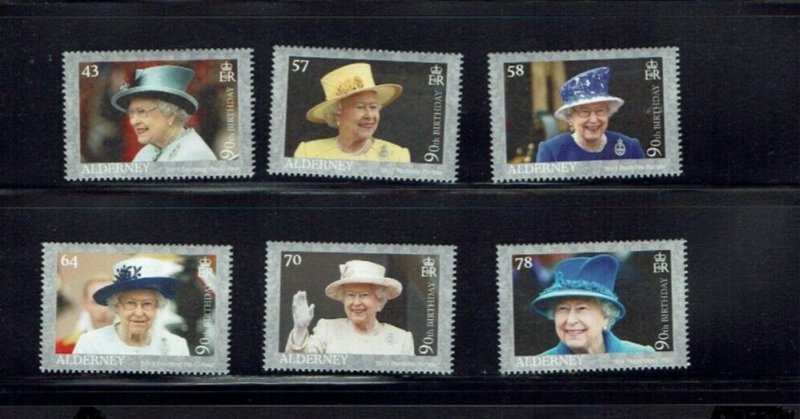 Alderney: 2016,  Queen Elizabeth, 90th Birthday,  MNH set.