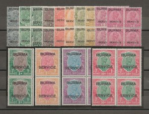 BURMA 1937 SG O1/14 MNH Cat £ 4000