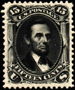 Scott #108 VF/XF - 15c Black - Lincoln - Full OG, PF 2018 and PSE 2019 Cert 1875