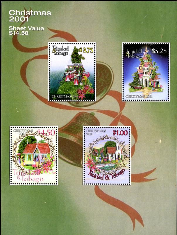 TRINIDAD & TOBAGO 637a S/S MNH SCV $9.00 BIN $5.00 CHRISTMAS 2001