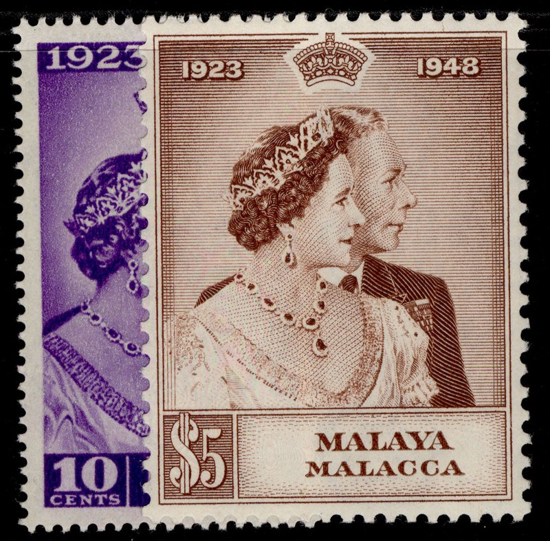 MALAYSIA - Malacca GVI SG1-2, ROYAL SILVER WEDDING set, NH MINT. Cat £35.