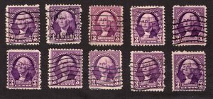 1932, US 3c, George Washington, Used, Lot of 10, Scott #720