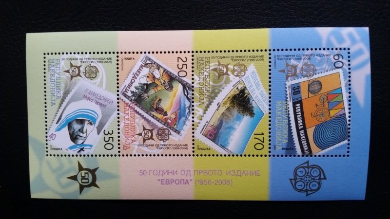 50th anniversary of EUROPA stamps - Macedonia 1x Bl ** MNH