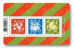 CHRISTMAS 2019 = Souvenir Sheet of 3 stamps Canada MNH