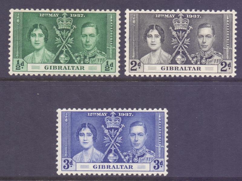 Gibraltar Scott 104/106 - SG118/120, 1937 Coronation Set MH*