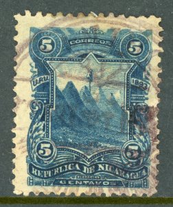 Nicaragua 1893 Seebeck 5¢ Liberty Cap Scott #53 VFU Z363 ⭐