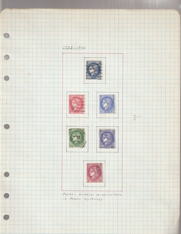 FRANCE Collection, 1929-1948, 9 pages Used, Unused stamps Cat. $140. +