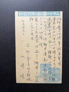 1929 Japan Postcard Cover Canned Strawberries Japanese Manuscript Postal History