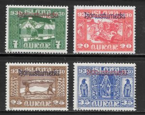 Iceland Scott O55,O58-59,O61 Unused HOG - 1930 Parliament Millenary Issue