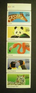 Scott 2709a, 29c Wild Animals, UNFOLDED Pane of 5, #K1111, MNH Booklet Beauty