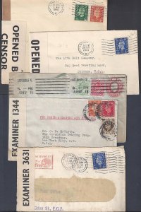 UK GB 1911 PERFIN K EDWARD ON UPRATED POSTAL COVER +FOUR WWII CENSORED COVERS W/