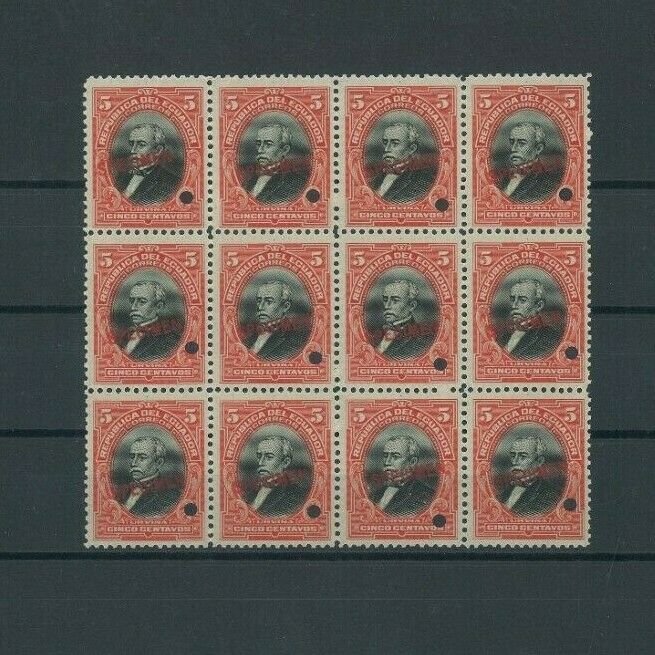 ECUADOR Stamps 1911 *SPECIMEN* 5c President Urvina Block {12} Mint UM MNH MF103