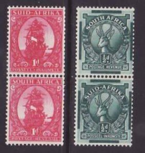 South Africa-Sc#98-9- id9-two unused og NH coil pairs-1943-