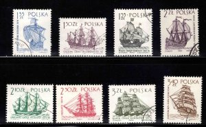 Poland Scott 1206-1213 used CTO 1964 Ship stamp set