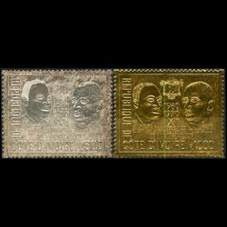 IVORY COAST 1970 - Scott# 299A-F De Gaulle Gold Set of 2 NH