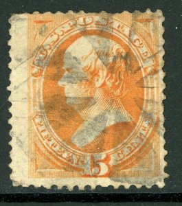 USA 1870 Webster 15¢ Orange Scott # 152 Used N46 ⭐⭐⭐⭐