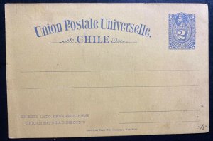 Mint Chile Postal stationery Postcard 2 Cents Blue American Bank Note NY