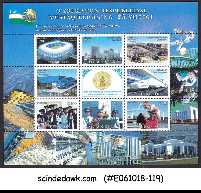 UZBEKISTAN - 2016 25th ANNIVERSARY OF INDEPENDENCE MIN/SHT MNH