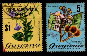 Guyana - Scott #136,145 Overprinted Revenue Postally Used